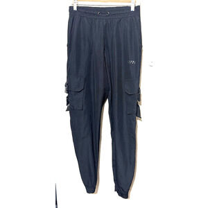 Boohoo Man black Cargo joggers mens Small lightweight pull on parachute combat